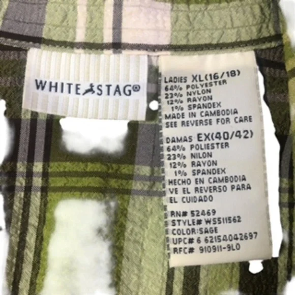 NWOT White Stag Sleeveless Belted Button Front Plaid Fabric Tunic Top Size XL - Picture 7 of 8